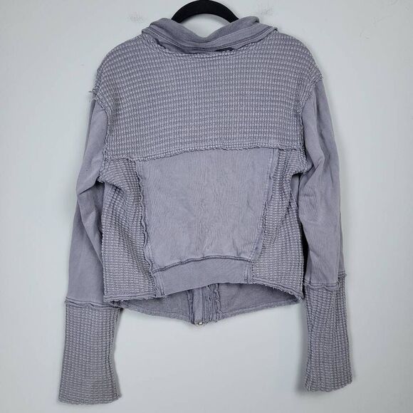 We The Free People Womens Hazel Cardi Jacket Small Gray Full Zip Slouchy Grunge - Picture 2 of 8